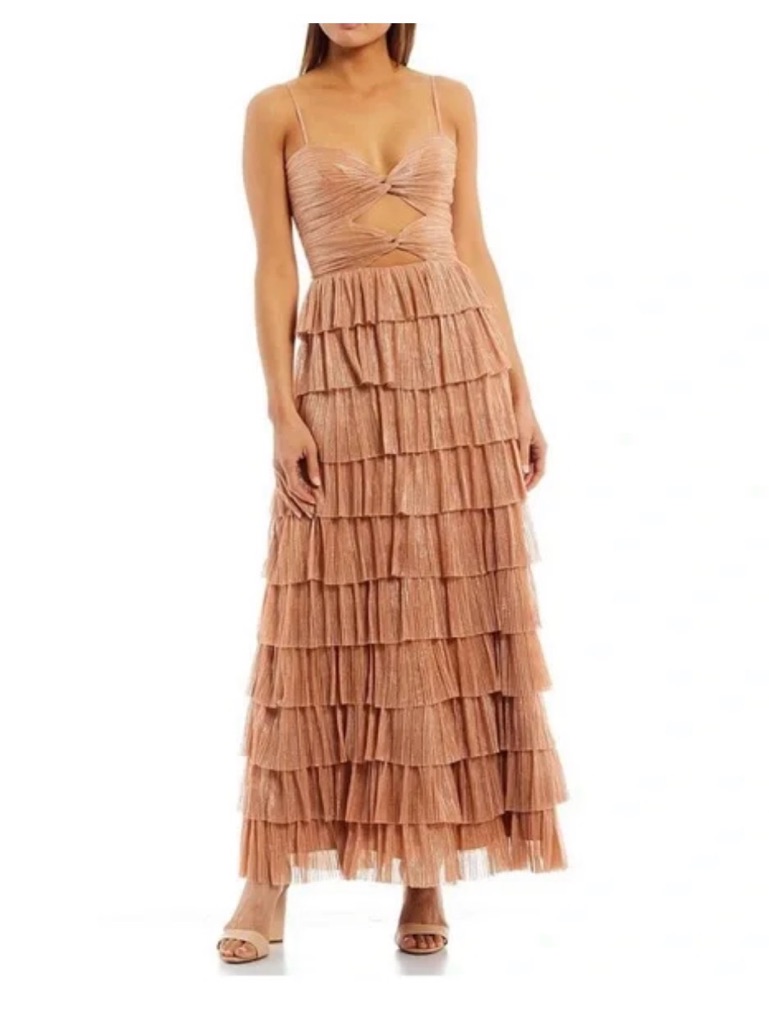 Gianni Bini Blush Tiered Ruffle Maxi Dress